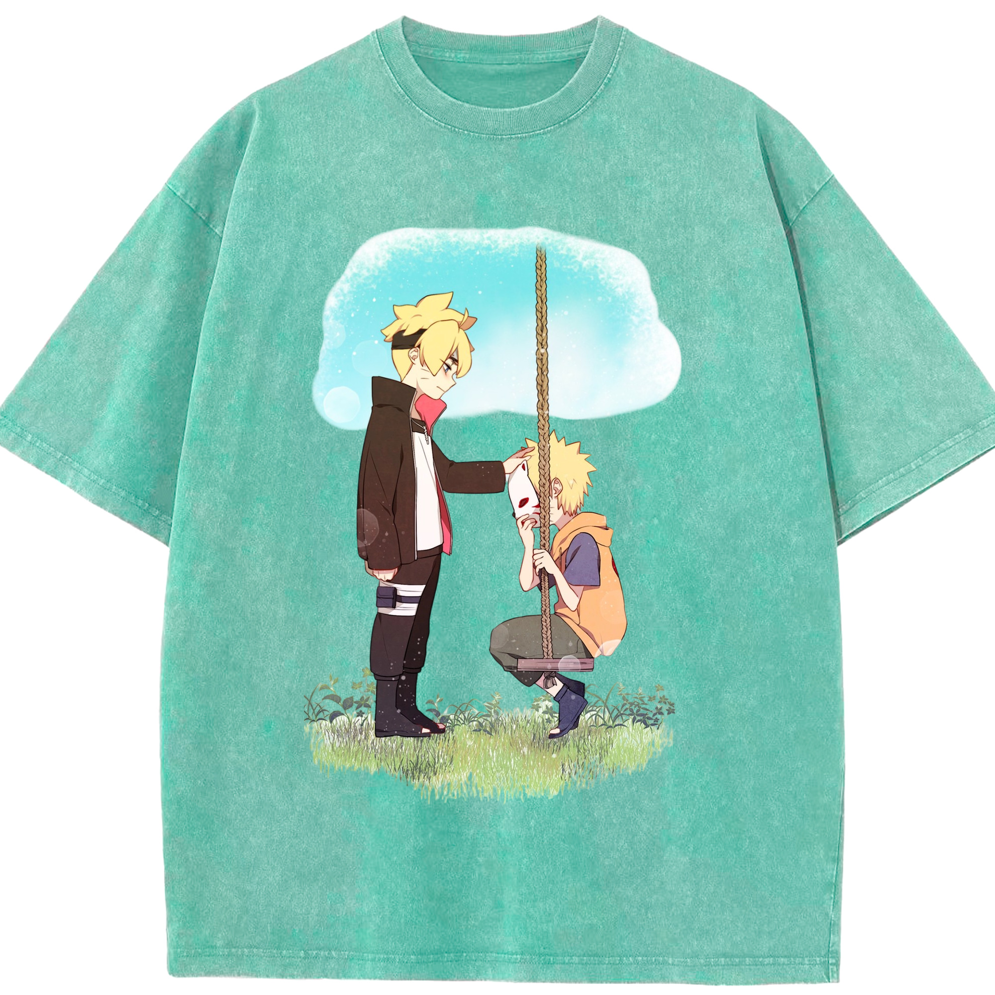 （画像用） NARUTO -ナルト- うずまき ボルト Uzumaki Boruto 綿100% ヴィンテージ風 半袖Tシャツ（フロントプリント）